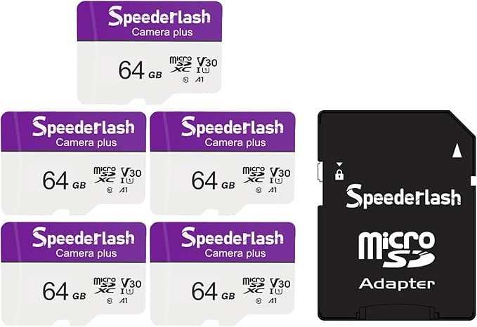 Speederlash Memory Card 64GB 5 Pack, Blank Digital Storage Media, Electronic Memories, Machine-readable