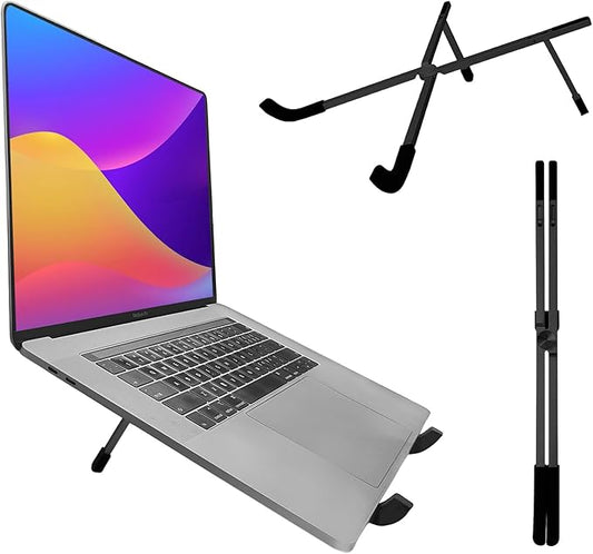 VECOFO Protable Laptop Stand for Desk,Foldable Laptop Riser Holder,Ventilated Cooling Notebook Mount Computer Stand for 10-15.6” Laptops,Tablets，Aluminum (Black)