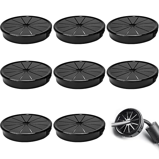 BOPOREAE 8 Pcs Cable Grommet, Snap Bushing 2-3/8" (60 mm) Mounting Diameter, Flexible Petal-Shaped Buckle Round Nylon Desk Grommet for Wires Through Countertop Cord Organizer and Protection, Black