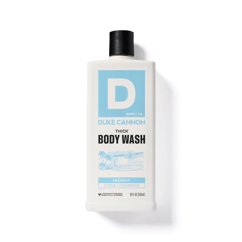 Duke Cannon Supply Co. Thick High Viscosity Body Wash - 3X Thicker, Plant-Based, Mineral-Enriched - Shower Gel for Men, Body Scrub - Midway, 3 Pack (18 oz)