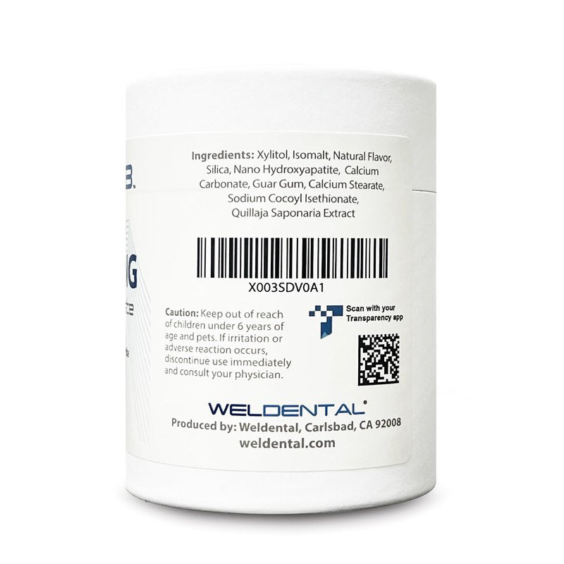 Weldental Chewtab Advanced Whitening Toothpaste Tablets with Nano-Hydroxyapatite 180 Count Refill (Peppermint)