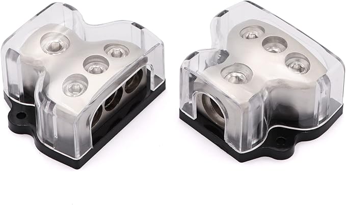 TuoLauthon 3 Way Power Distribution Block 1x 0 Gauge in 3X 4 Gauge Out Amp Power Distribution Ground Distributor Connecting Block for Car Amplifier Audio Splitter,2Pcs