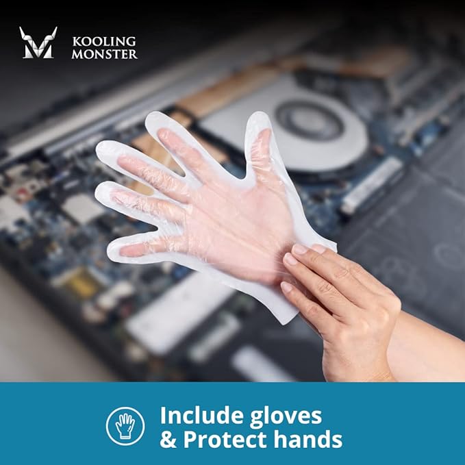 Kooling Monster KLEAN-01, Thermal Paste Remover, No Impurities Thermal Compound Cleaning Wipes, Grease Cleaner for CPU/GPU/PS4/XBOX/Heatsink, Inc. Gloves (20 Wipes)