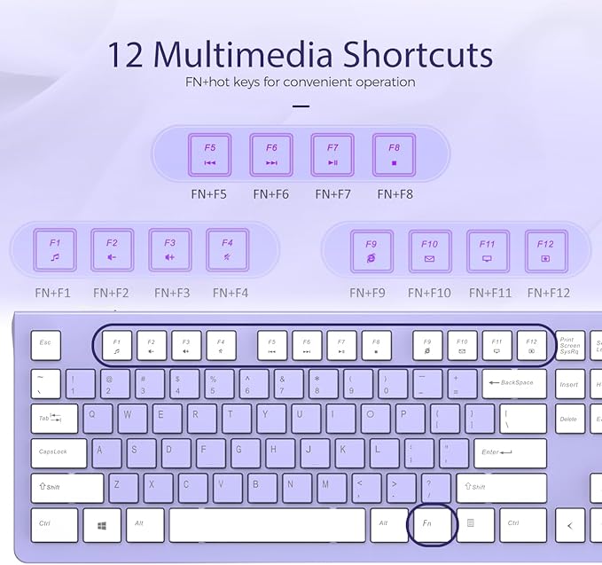 COLIKES Wired Keyboard, Ultra-Thin USB Wired Computer Keyboard, Low-Profile Keys, Spill-Resistant, Multimedia Keys, Compatible with Windows, Mac, Chrome, Linux, and Android-Purple