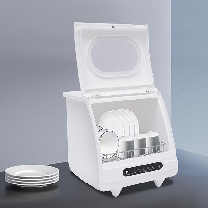 Countertop Dishwasher, 5 Washing 12 Spouts Water Tank Leak-Proof Dry and 360° Rotation Flushing Uitable for Homes Kitchen Apartments Dormitories Campers Rvs