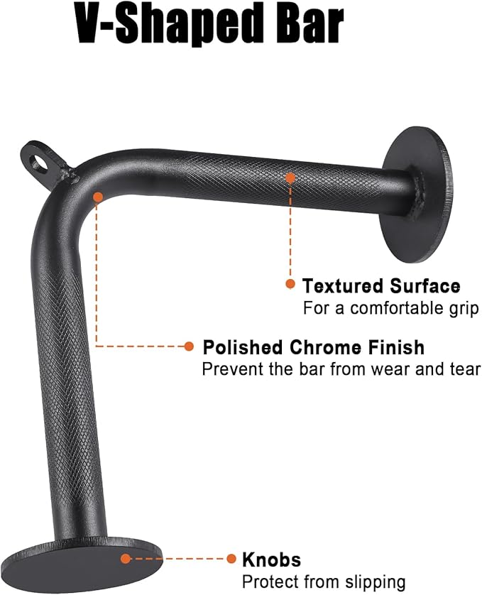 Workout Cable Machine Attachment for Home Gym, SERTT LAT Pulldown Attachments, Cable Accessories for Weight Training, Straight Pull Down Bar, Tricep Rope, Double D Row Handle, V-Shaped Bar