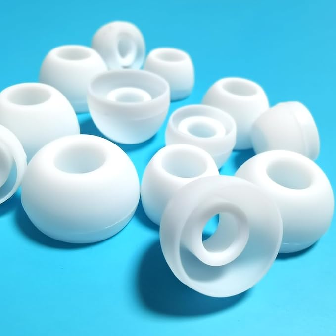 Universal Silicone Ear/Earbud Tips - Replacement Tips for 5mm-7mm Nozzle, 6 Pairs (S/M/L) Soft Comfort Noise Isolation for True Wireless Earbuds, White