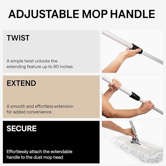 24 Inch Yellow Commercial Dust Mop & Floor Sweeper with Extendable Handle – Mop for Hardwood, Tile, and Concrete Floor Cleaning