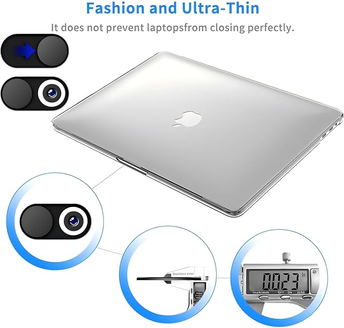 Ultra-thin magnetic sliding webcam cover, suitable for iPhone, iPad, MacBook Pro, desktop computers, mobile phones, PC accessories webcam blocker slider, excellent privacy protection - [3 Pack Black]