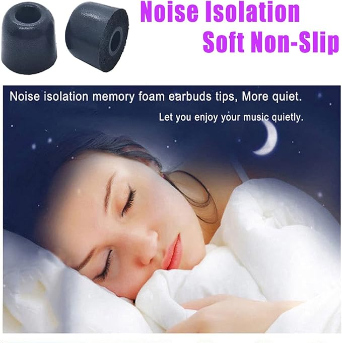 Memory Foam Ear Tips Universal 5 to 7mm Nozzles, 3 Pairs M Size, Replacement Earbud Tips for PowerBeats Pro, Beats Flex, JayBird X4 X3 X2, Noise Isolation & Secure Fit