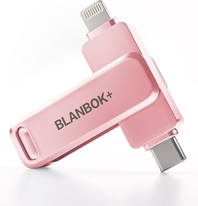 MFi Certified Flash Drive for iPhone Photo Stick, Thumb Drive Memory Stick High Speed USB Drive Photo Storage for iPhone USB Stick Compatible for iPhone/iPad/Android/PC (Pink, 256GB)