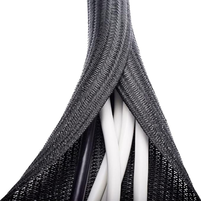 ZhiYo Cable Sleeve, 6.6ft - 1/2 inch, Black