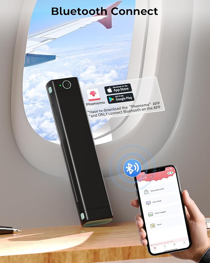 Phomemo Portable Printers Wireless for Travel - Bluetooth Thermal Printer Supports 8.5" X 11" Letter, Inkless Printer Compatible with Phone Laptop for Home Use Car School Office, Come with Carry Case