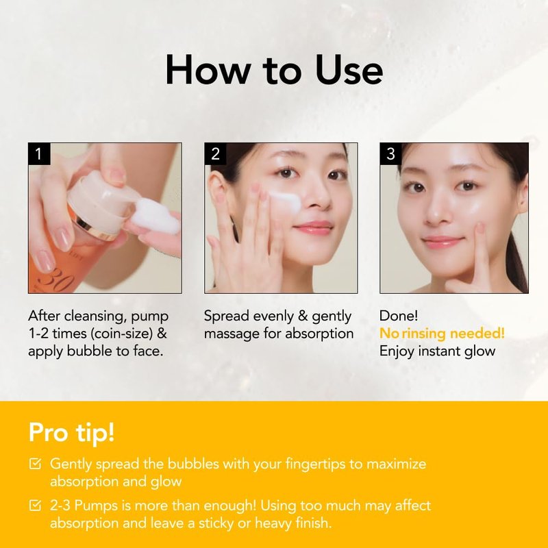 MENOKIN 30 Seconds Quick Bubble Mask [BRIGHT] - [Vitamin C] [Glutathione & Niacinamide] in Micro-bubbles for Dark Spots, Uneven Skin Tone, Korean Skin Care Essential, 50 Uses, 2.36 fl.oz