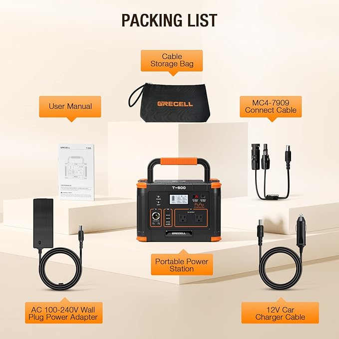 500W Portable Power Station, Solar Generator 519.48Wh (Peak 1000W) Lithium Battery Power Generator with 2 * 120V AC Outlets, Mobile Battery Backup Pack for RV Trip Camping, Outdoor Adventure, Home