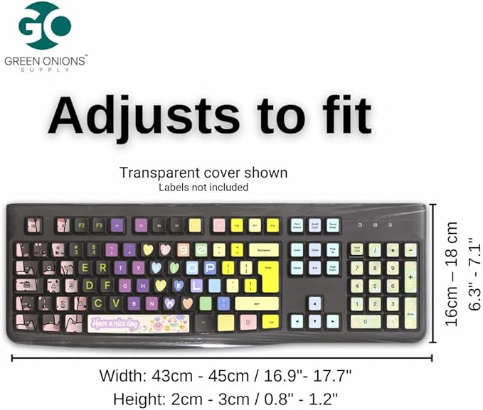 Green Onions Supply Universal KeyboardCap. Fully Covered Flat Style 0.025mm Waterproof Anti-Dust Desktop Keyboard Cover with Numeric Hospital/Dentist Use (20 Packs)