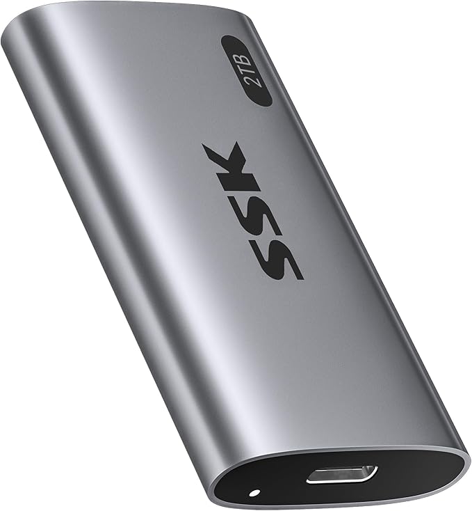SSK 2TB SSD External Hard Drive, Portable SSD Up to 550MB/s Fast Solid State Drives, External Drive USB 3.2 Gen2 SSD for iPhone 15/Pro, Windows, Mac, Android with LED Light, Trim, SMART Supported