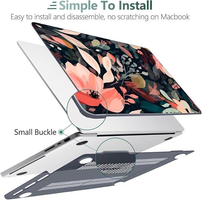 DONGKE Compatible with MacBook Pro 16 Inch Case (2026-2021 Release, M5 M4 M3 M2 M1 Pro/Max Chip), Plastic Hard Shell Cover with Keyboard Cover & Screen Protector for MacBook Pro 16", Painted Florals