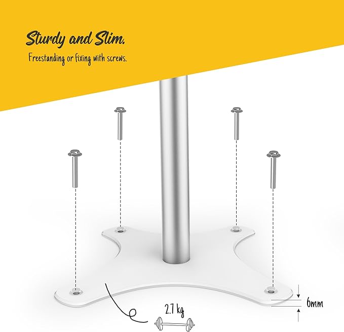 Beelta Tablet Floor Stand Compatible with 10.2" iPad 7 8 9, Rotate Lockable Metal Tablet Enclosure+Aluminum Pole+Metal Base - BSF302WT