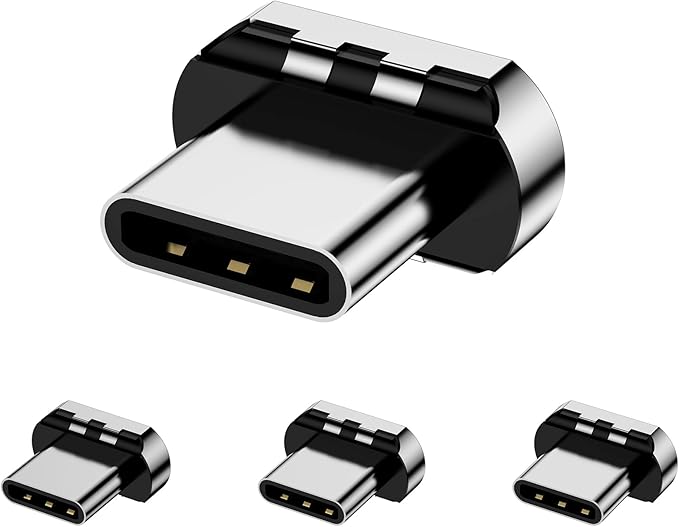 CNakdDG Magnetic Connector Tips Head for USB-C Android Devices (4 Pack), only Compatible 5A Magnetic Charging Cable or Magnetic Adapter