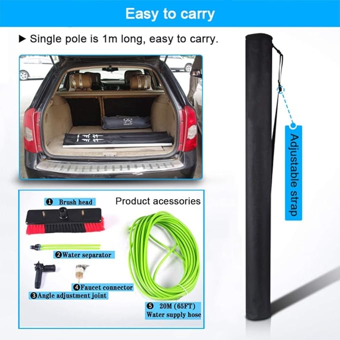 Photovoltaic Panel Cleaning, Window Clean, 3-12M Water Fed Telesbrush, Extendable Cleaner Conservatory Roof Cleaning Tools Pole/10M Rod/50Cm Brush Head