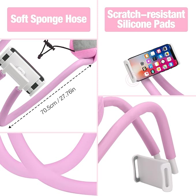 MoKo Neck Phone Holder, Lazy Gooseneck Phone Pillow Holder Bracket, 360°Rotate Phone Tablet Stand for 5.5-11" Device, fits iPhone 17/17 Air/17 Pro/17 Pro Max, iPhone 16/Pro/Pro Max/Plus, iPhone 15/Pro