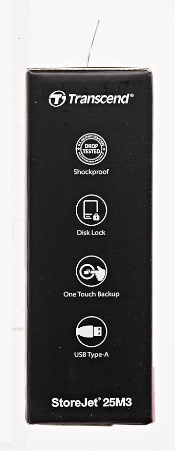 Transcend StoreJet 4TB Rugged External Hard Drive, USB3.1(5Gbps) Portable HDD with One Touch Auto-Backup Button/Anti-Shock Resistant, Compact&Lightweight, Lightning-Fast Speeds, Iron Grey -TS4TSJ25M3S