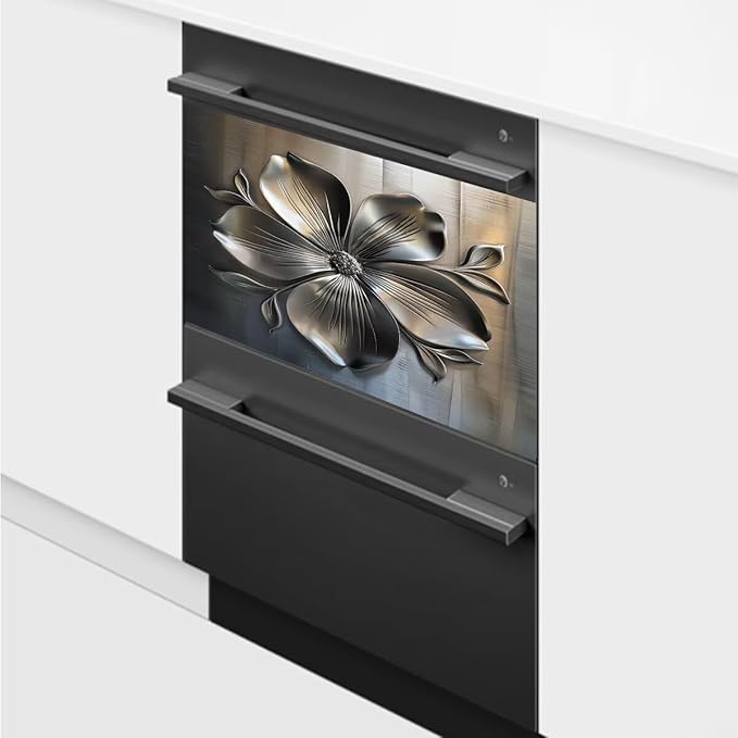 Metal Flower Dishwasher Magnetic Cover for Door Front, Retro Style Stainless Steel Refrigerator Magnet Decor Sticker, Dishwasher Magnet Panel Decal for Fridge Home Appliance 23 W x 17 H inches
