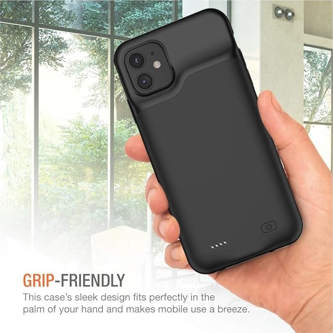 JBUBN Battery Case for iPhone 11, 7000mAh Slim Portable Rechargeable Smart Protective Pack Cover Power Bank Charging Case Compatible with iPhone 11 (6.1 inch) Extended Battery Charger Cover(Black)