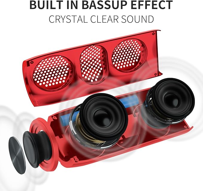 Musibaby Bluetooth Speaker, M88 Speakers,Dual Pairing, Bluetooth 5.3,Loud Stereo Sound,Booming Bass,30H Playtime for Home& Outdoor Party,Beach,Portable Speaker,Gifts(Red)