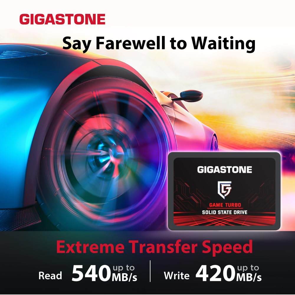 Gigastone 256GB Game Turbo SSD (3-Pack) Up to 540MB/s with SLC Caching Gaming/PC/Desktop/Laptop Upgrade SSD 5-Year Warranty 2.5" SATA Internal Disk Solid State Drives 2.5 inches SATA 3.0 Disk