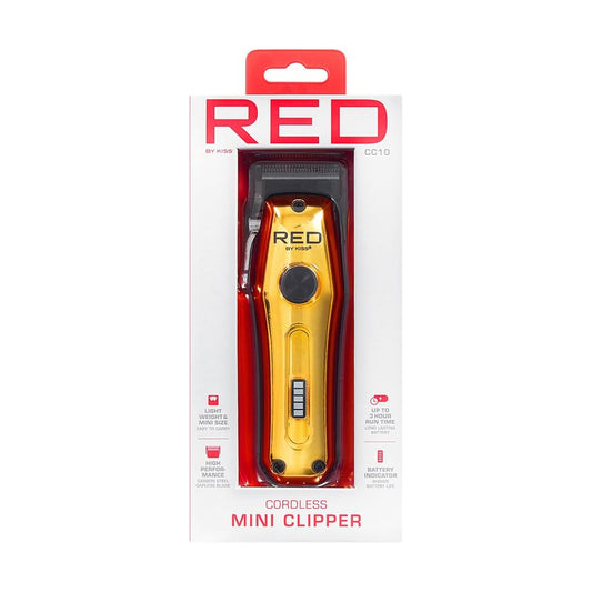 Red Cordless Mini Trimmer – Lightweight, High Performance Pro Zero Gapped with 4 Attachments for Manscaping, Carbon Steel Blade, Adjustable Taper Lever, USB-C Charging 3-Hour Run Time, Travel Size