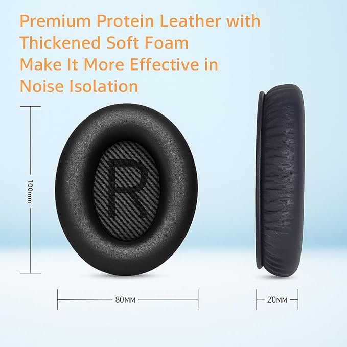 DanYee Noise-canceling Bose Earpads Replacement for Bose QC15 25 35&35II-Restore Canceling Noise-Block Noise as Original During Commute- Sweatproof & Secure Fit-Soft Memory Foam-Easy Install-Black