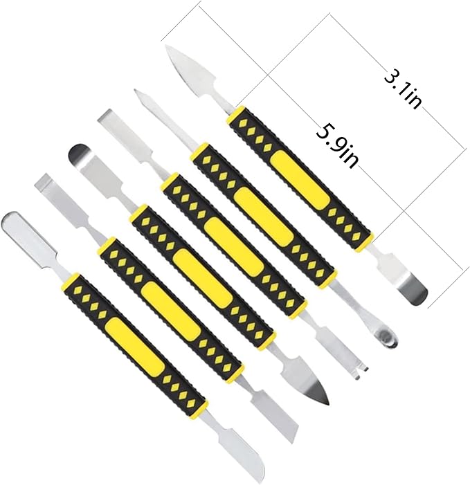 Oruiiju Metal Crowbar 6-Piece Dual-Ends Small Metal Spudger Pry Opening Repair Tools Kit,Professional Repair Tool Kit for Phone, Laptops, Tablet, Mobile Phone, Watch, Digital Home Appliance