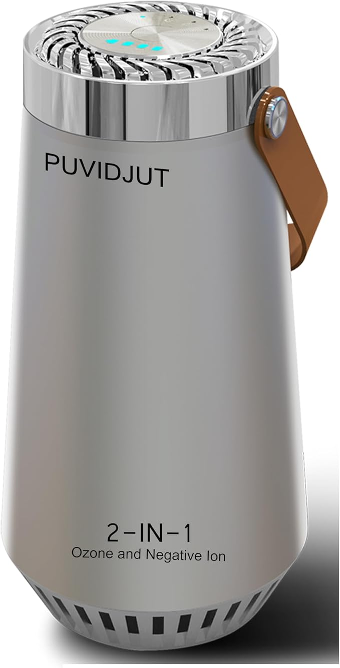 PUVIDJUT 2 in 1 Car Air Purifier-Air Ionizer Plus Ozone Machine-Clean Odor,Dust,Smoke Smell for Car,Bathroom,Bedroom
