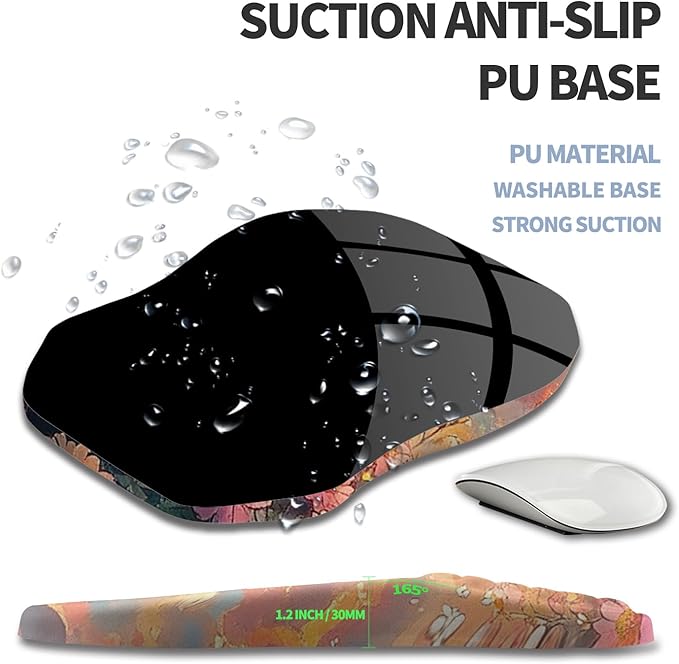 Gleamtide Ergonomic Raised Mouse Pad Wrist Support with Bilateral Slope Memory Foam Mousepad for Wrist Rest and Carpal Tunnel Pain Relief 11.8x7.9〃Flower Sea Cat