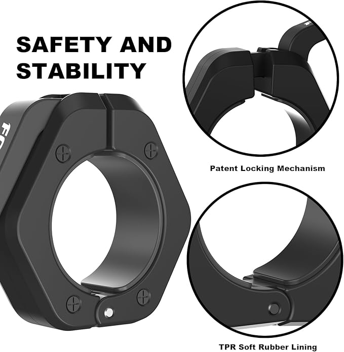 Forcefree+ Barbell Clips (Pair), Barbell Clamps, Quick Release Olympic Barbell Clamps with Anti Slip TPR Grip, Barbell Collars for Secure Weightlifting & Powerlifting (Magnetic, Black)