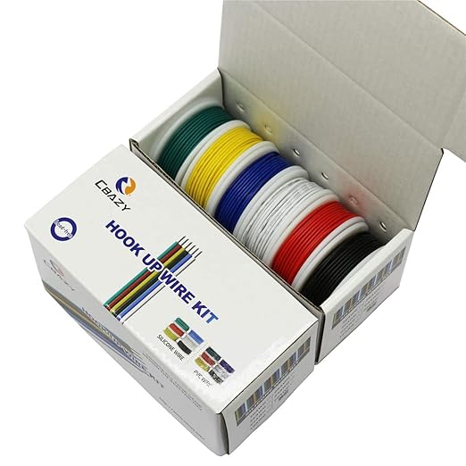 CBAZY Hook up Stranded Wire Kit 20 Gauge 6 Colors 19.6 feet Each Electrical Wire 20 AWG PVC Wire