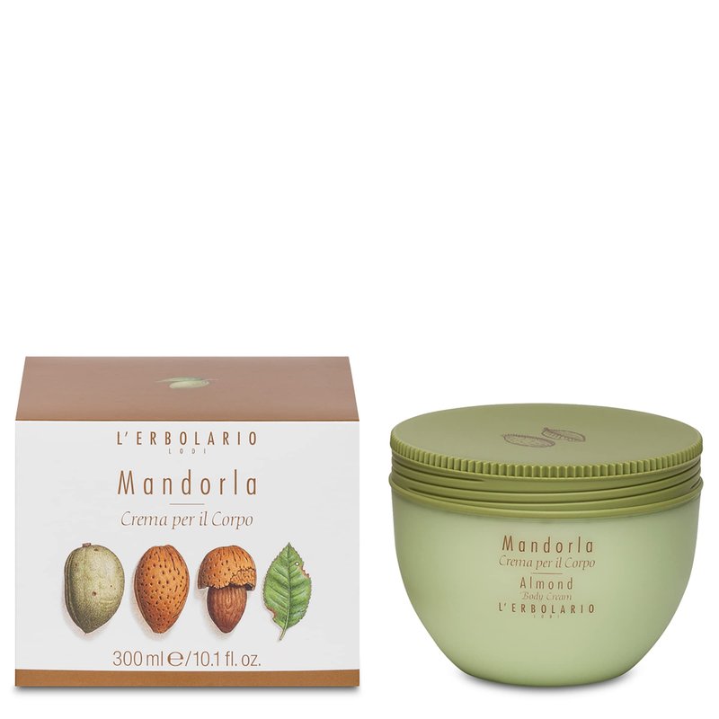 L'Erbolario Body Cream - Moisturizing Body Butter for Dry Skin with Almond Oil - Nourishing, Toning and Elasticizing Skin Care - Almond - 10.1 oz