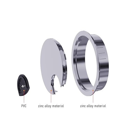 Skweawert 2 Pack Desk Grommet 2 Inch 50mm, Zinc Alloy Computer Desk Wire Hole Cover, Office Desktop Cord Cable Hole Metal Ring, Silver Tone