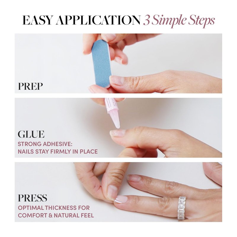 Glamnetic Press-On Nails - Cherry Glaze Short Round Bright Red Nails | 30-Piece Kit with Glue & 32 Toe Nails