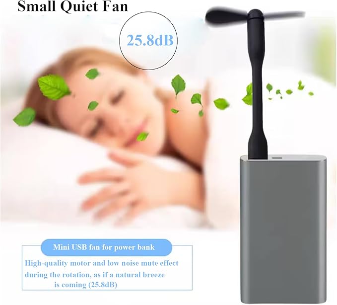 Soseelnee Mini USB Fan, Portable Pocket Fan USB-A Powered Little Cooler, Quiet Operation, for Home Office Car Outdoor Travel- 4 Pack (Black)