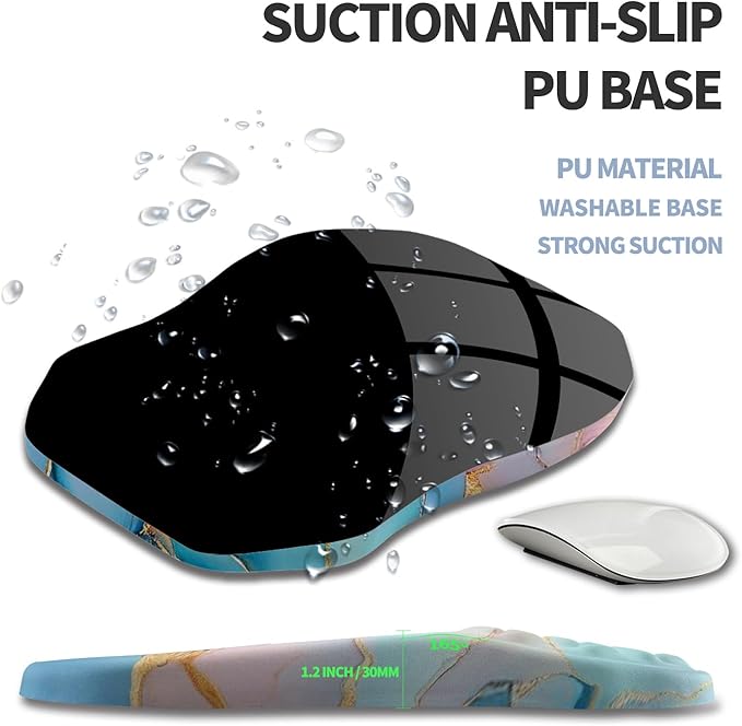 Gleamtide Ergonomic Raised Mouse Pad Wrist Support with Bilateral Slope Memory Foam Mousepad for Wrist Rest and Carpal Tunnel Pain Relief 11.8x7.9〃Blue Marble