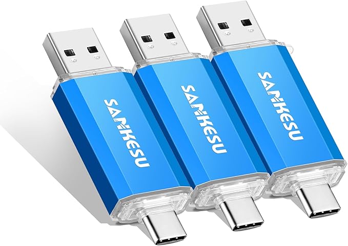 SANKESU 64GB 3 Pack 2-in-1 USB C Flash Drive Type-A+Type-C Dual Drive OTG,USB C Storage Flash Drive Compatible with iPhone 16/15, Android Smartphone/Tablets/Computers