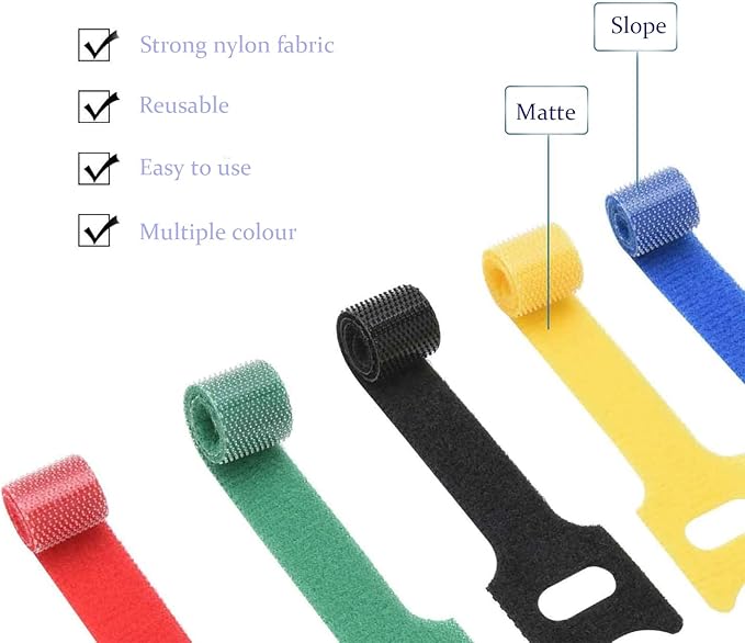 TOPNI 100 Pcs Multicolor Write On Cable Labels & Reusable Fastening Cable Ties Set for Cable Management in Home Office