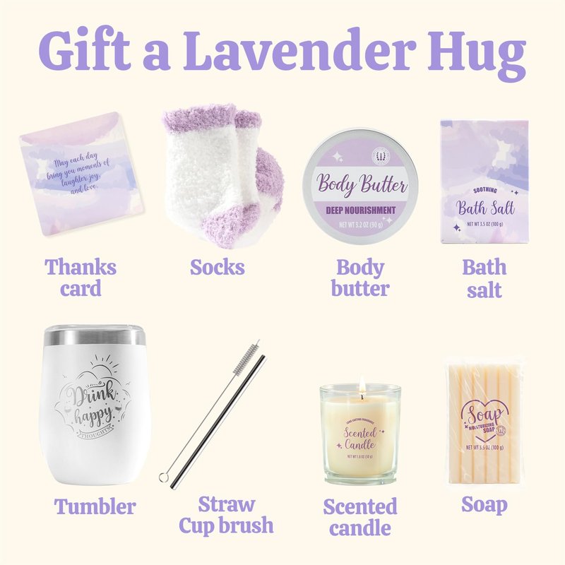 BODY & EARTH Self Care Gifts for Women, Birthday Gifts 6pcs Gift Basket, Spa Bath Sets for Women, Mothers Gifts for Mom