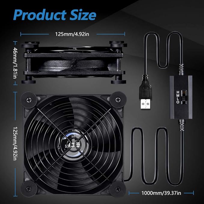 SCCCF USB 120mm Quiet Fan, 5V USB Portable Cooling Fan for Flat Panel TV Receiver Router DVR PlayStation Xbox Computer Cabinet Cooler