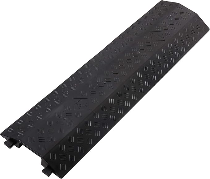 Anbotek - Medium 2 Pack - Floor Cord Cover Cord Protector Drop Over Drop Trak Cable Ramp for Office Warehouse - Black