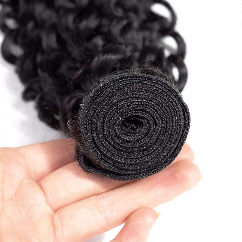 Cklikeb Human Hair Bundles Natural Color Jerry Curly Bundles Human Hair Unprocessed Brazilian Virgin 16 18 20 Inch 3 Bundles Quick Weave Human Hair Extensions 300g (1B Jerry Curly, 16 18 20)