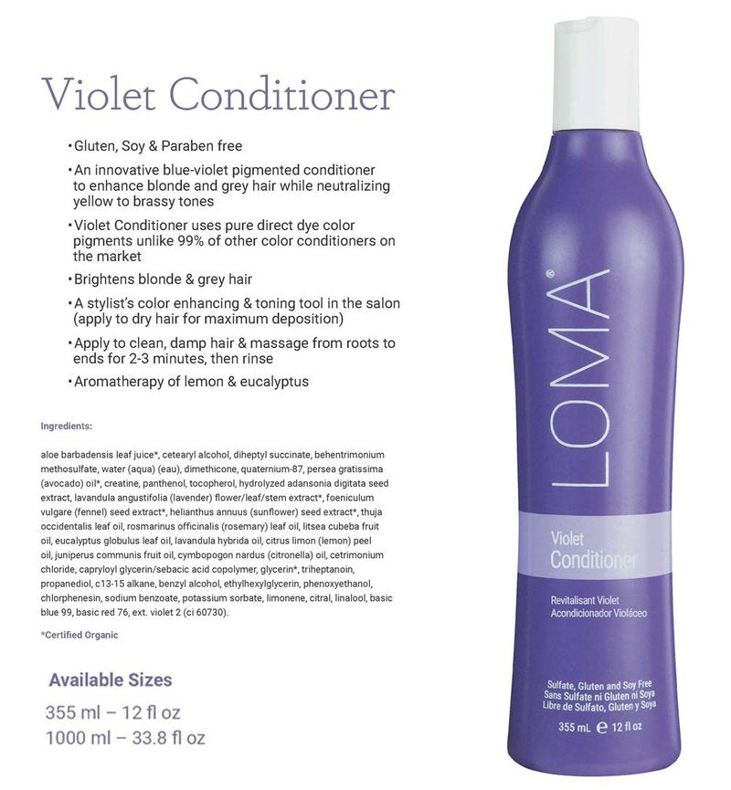 Loma Violet Conditioner - Sulfate, Gluten & Paraben Free | 12 Ounce Size